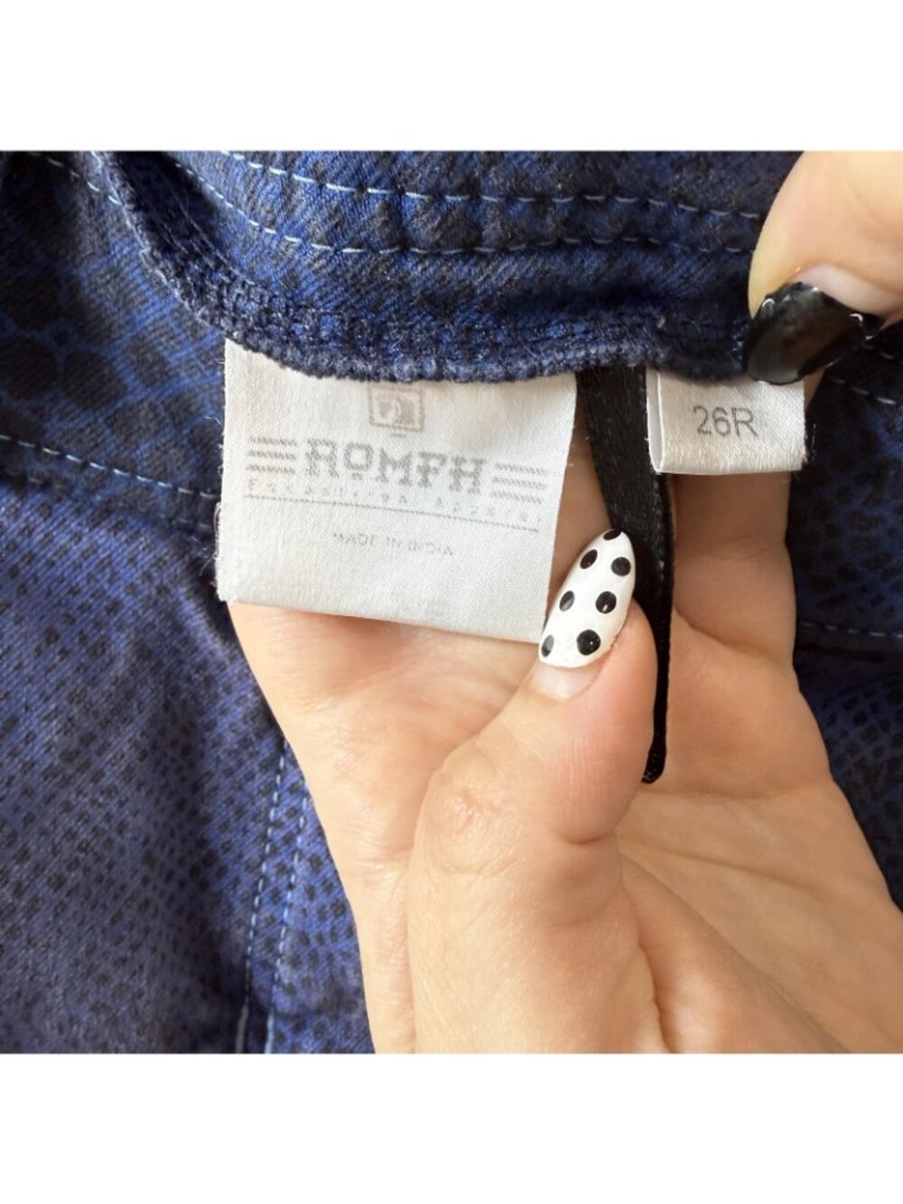 ROMFH Pants Womens 26R Blue Animal Print Twill Jegging Stretch Riding Pockets - Picture 3 of 9